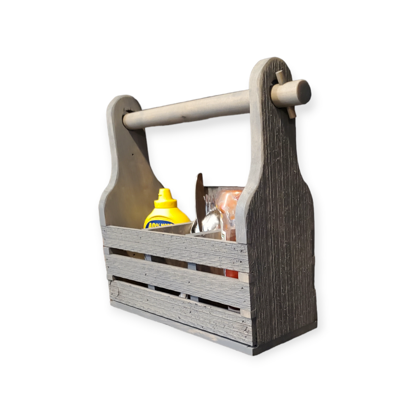 Handcrafted Wooden Cookout Caddy with Paper Towel Holder and Condiment Storage