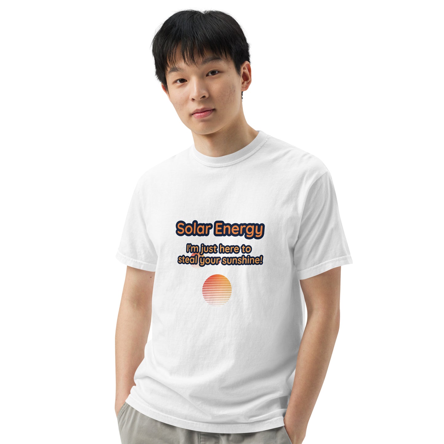 Solar Power: Stealing Your Sunshine! Men's Garment-Dyed Heavyweight T-Shirt - Embrace the Solar Energy Edge!